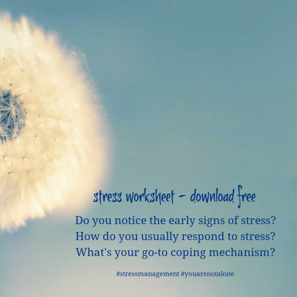 stress worksheet - meditation and mindfulness hong kong